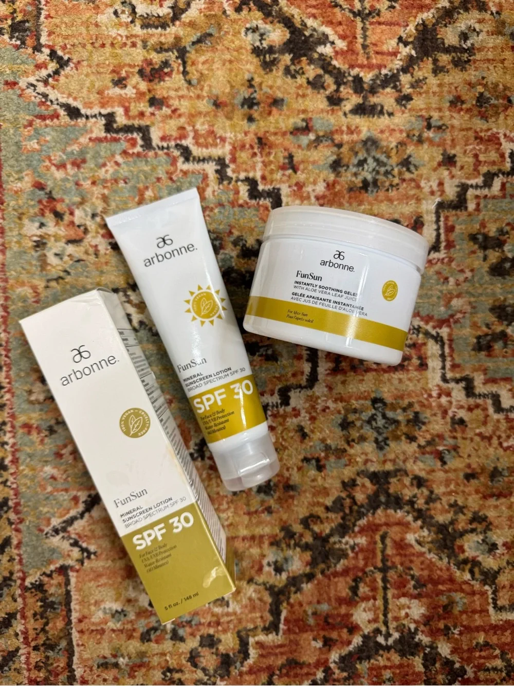 Arbonne FunSun SPF 30 Mineral Sunscreen Lotion & Soothing Gelee set